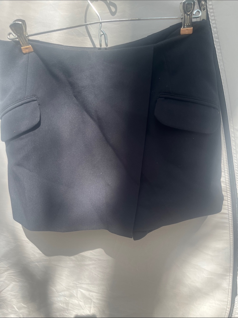 Maeve Black High-Waist Mini Shorts with Flap Pockets